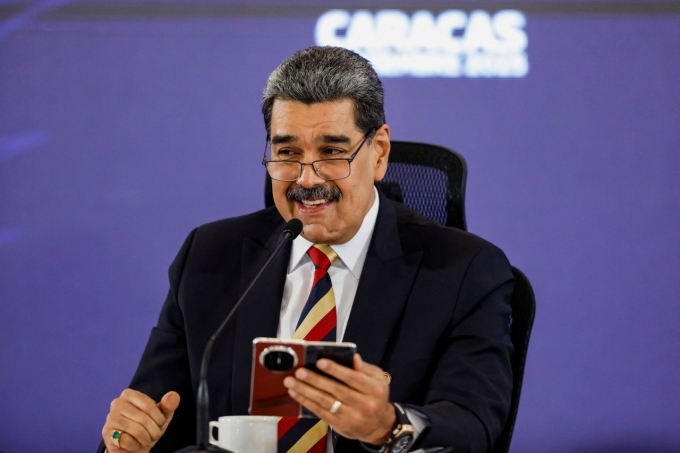 Tổng thống Venezuela Nicolas Maduro họp báo ở Caracas ngày 1/9. Ảnh: Reuters
