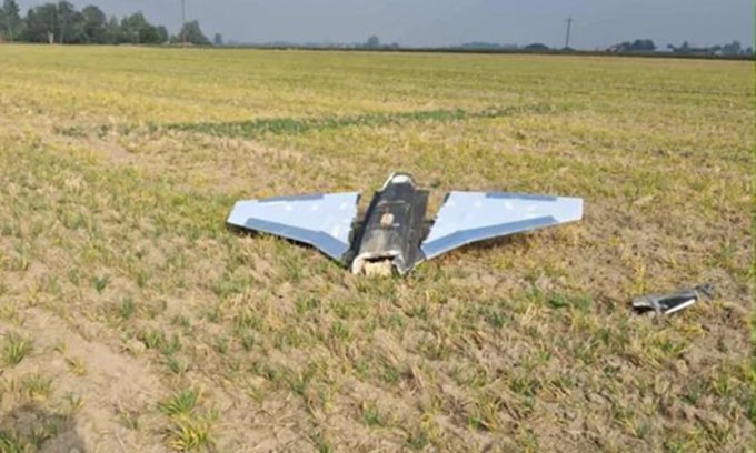 Vật thể được cho là UAV Gerbera rơi trên lãnh thổ Ba Lan hôm 10/9. Ảnh: Lublin 24