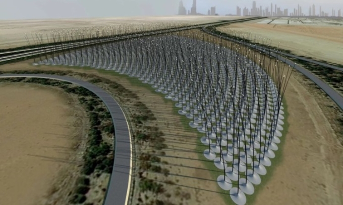 Cánh đồng turbine hình cây sậy Windstalk. Ảnh: Atelier DNA