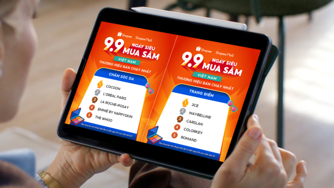 Shopee Mall công bố các thương hiệu bán chạy nhất của từng ngành hàng trong dịp 99. Ảnh: Shopee