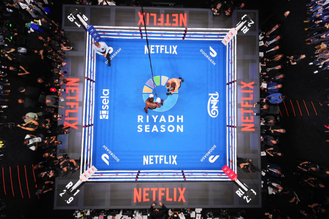 Góc nhìn từ trên cao trận Canelo Alvarez gặp Terence Crawford. Ảnh: TKO Worldwide LLC