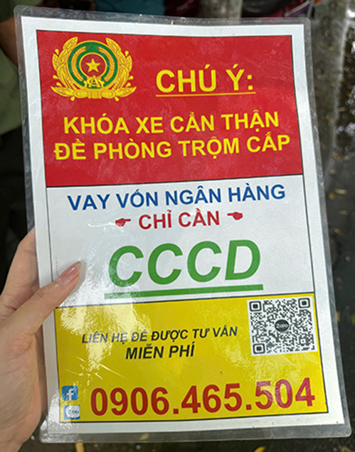 Quảng cáo cho vay lồng trong cảnh báo của ngành công an. Ảnh: Công an cung cấp