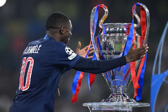 Ousmane Dembele cùng PSG vô địch Champions League mùa 2024-2025. Ảnh: Yahoo Sports