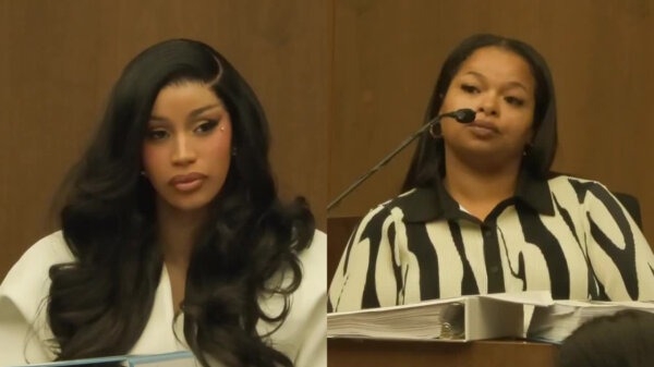 Cardi B (trái) và Emani Ellis đưa ra lời khai trước tòa vào tuần trước. Ảnh: CourtTV