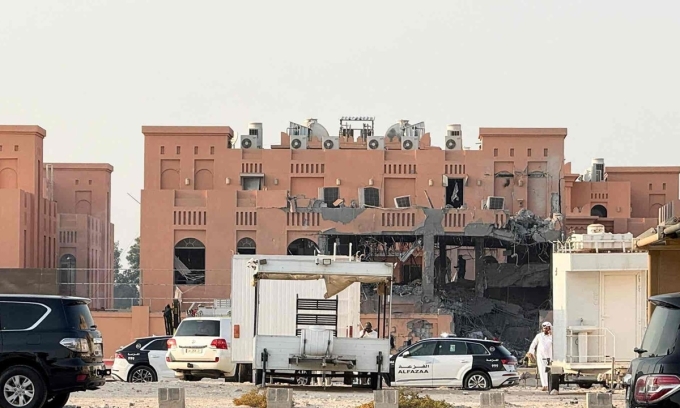 Tòa nhà bị nhắm mục tiêu trong cuộc tập kích của Israel tại thủ đô Doha, Qatar, ngày 9/9. Ảnh: Reuters