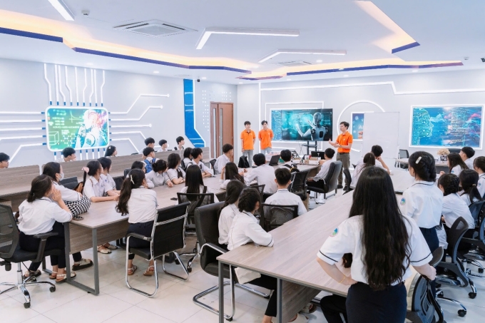 Sinh viên trường Đại học FPT  thực hành với AI trong học phần chính khóa. Ảnh: Trường Đại học FPT