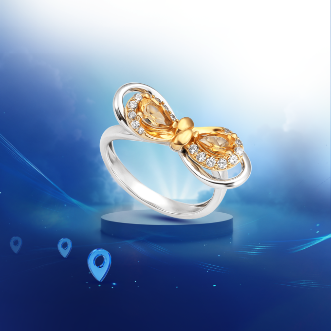 Nhẫn Family Infinity lấy cảm hứng từ biểu tượng vô cực và hình ảnh nút thắt ở giữa. Ảnh: PNJ