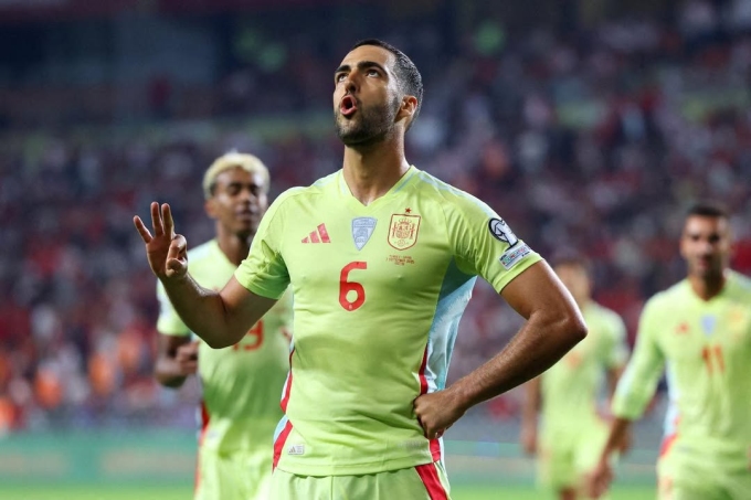 Mikel Merino lập hat-trick trong trận Tây Ban Nha thắng Thổ Nhĩ Kỳ 6-0 ở lượt hai vòng loại World Cup 2026 - khu vực châu Âu ngày 7/9. Ảnh: beIN SPORTS