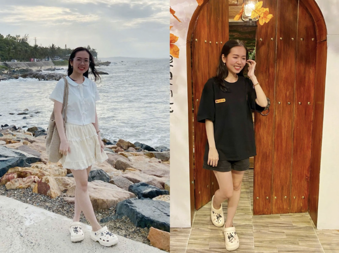 Khánh Du trước và sau khi xóa cận. Ảnh: Nhân vật cung cấp