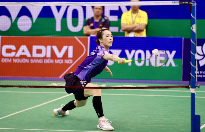 Vũ Thị Trang thi đấu xuất sắc ở vòng loại Vietnam Open 2025 ngày 9/9 tại NTĐ Nguyễn Du, TP HCM. Ảnh: Đà Bàn