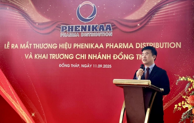 Ông Hà Ngọc Sơn, Tổng Giám đốc Công ty Phenikaa Pharma Distribution, phát biểu tại lễ ra mắt thương hiệu. Ảnh: Phenikaa Pharma Distribution