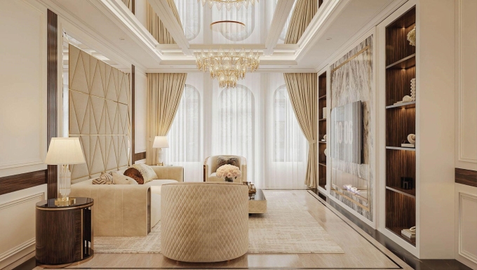 Phối cảnh không gian sinh hoạt tách bạch tại ba tầng trên. Ảnh: Sunshine Group