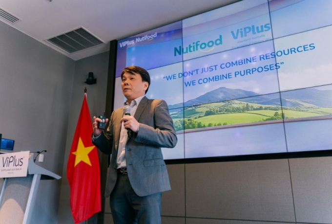 Ông Trần Bảo Minh, Phó Chủ tịch HĐQT Nutifood phát biểu tại sự kiện hồi tháng 5. Ảnh: Nutifood
