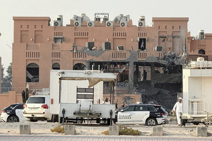 Tòa nhà bị hư hại sau cuộc tấn công của Israel vào Doha, Qatar hôm 9/9. Ảnh: Reuters