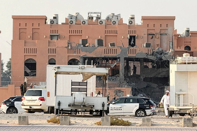 Tòa nhà bị hư hại sau cuộc tấn công của Israel vào Doha, Qatar hôm 9/9. Ảnh: Reuters