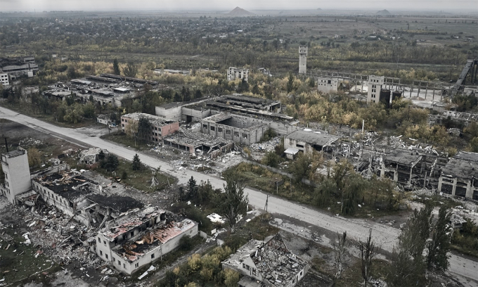 Một khu vực tại thành phố Pokrovsk, tỉnh Donetsk ngày 7/10. Ảnh: War Zone, KI