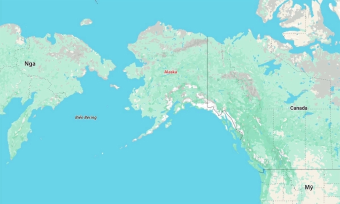 Vị trí Nga và Alaska. Đồ họa: Google Maps