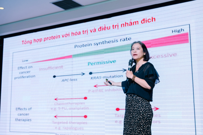 ThS.BS. Trần Thị Anh Tường, Trưởng Khoa Dinh dưỡng tiết chế, Bệnh viện Ung Bướu TP HCM tại một hội nghị khoa học được phối hợp tổ chức bởi Orgalife. Ảnh: Orgalife