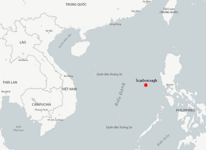 Vị trí bãi cạn Scarborough. Đồ họa: CSIS