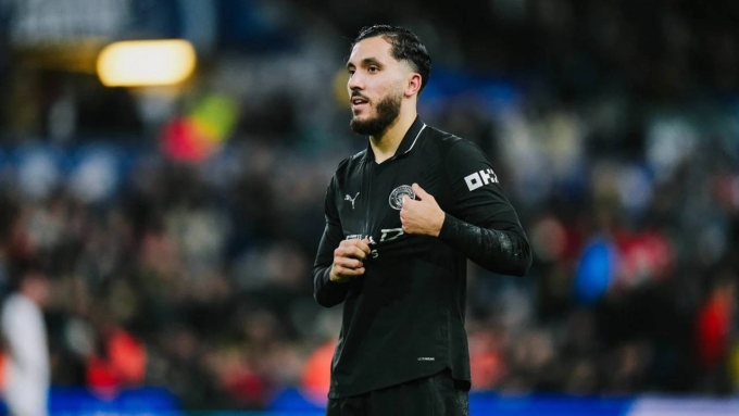 Rayan Cherki mừng bàn trong trận Swansea City 1-3 Man City ở vòng bốn Cup Liên đoàn tối 29/10. Ảnh: Man City