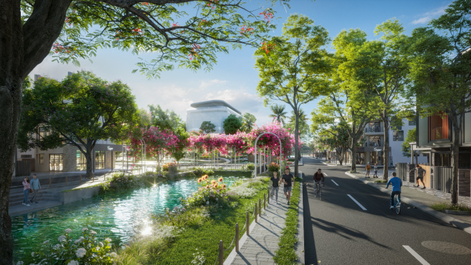 Phối cảnh các tuyến phố với cảnh quan xanh, kênh tự nhiên. Ảnh: Prodezi