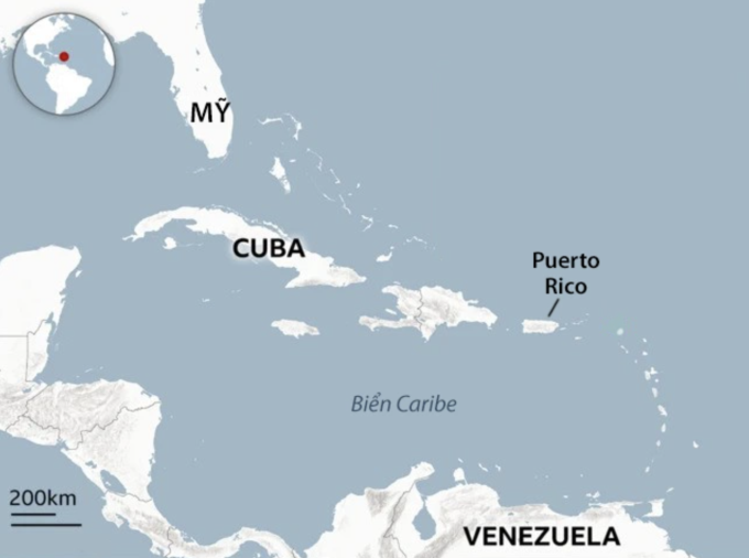 Vị trí Venezuela, vùng biển Caribe và Mỹ. Đồ họa: BBC