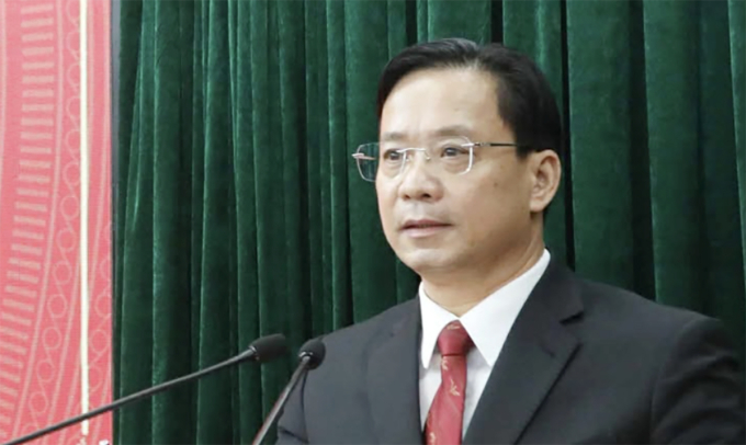 Hoàng Văn Nghiệm phát biểu tại buổi lễ. Ảnh: Cao Thiên