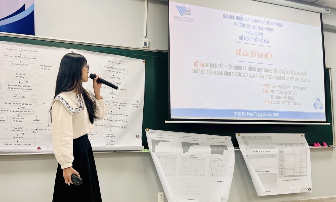 My trong buổi bảo vệ đồ án tốt nghiệp. Ảnh: Nhân vật cung cấp