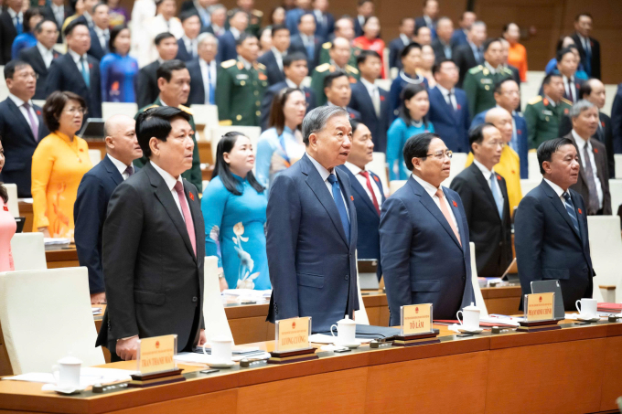 Lãnh đạo Đảng, Nhà nước dự phiên khai mạc kỳ họp 10 Quốc hội khóa 15, sáng 20/10. Ảnh: Hoàng Phong