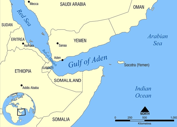 Vị trí Vịnh Aden và Somalia. Đồ họa: Wikipedia
