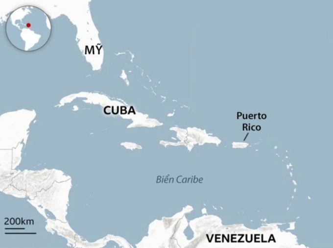 Vị trí Venezuela, vùng biển Caribe và Mỹ. Đồ họa: BBC