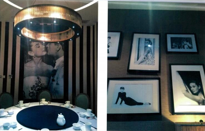 Hình Audrey Hepburn treo trong nhà hàng. Ảnh: Jimu News