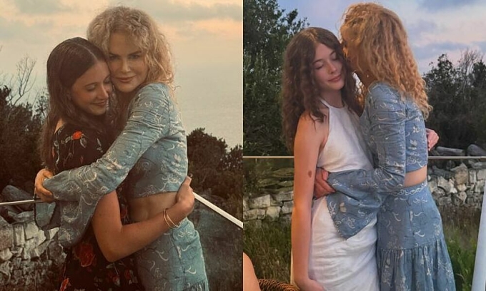 Nicole Kidman và hai con gái Sunday (trái), Faith trong kỳ nghỉ hè. Ảnh: Instagram/ Nicole Kidman