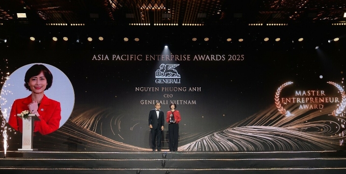 Bà Nguyễn Phương Anh, Tổng giám đốc Generali Việt Nam được vinh danh Doanh nhân xuất sắc châu Á (Master Entrepreneurship). Ảnh: Generali Việt Nam