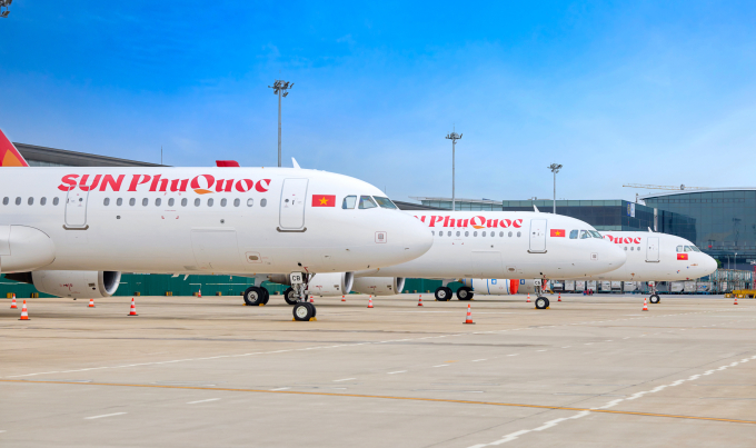 Các tàu bay của Sun PhuQuoc Airways chuẩn bị cất cánh. Ảnh: Sun PhuQuoc Airways