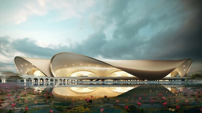 Bản vẽ sân bay Navi lấy cảm hứng từ hoa sen ở Mumbai. Ảnh: Adani Airport Holdings Limited