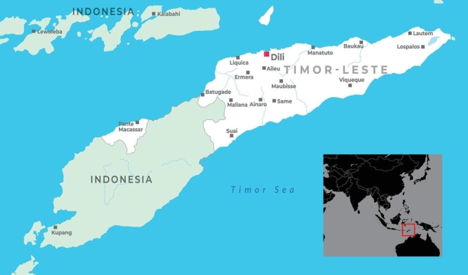 Vị trí Timor-Leste. Đồ họa: Vecteezy
