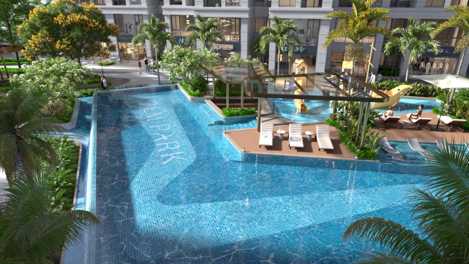 Phối cảnh tiện ích bể bơi theo tiêu chuẩn resort tại dự án. Ảnh: CĐT