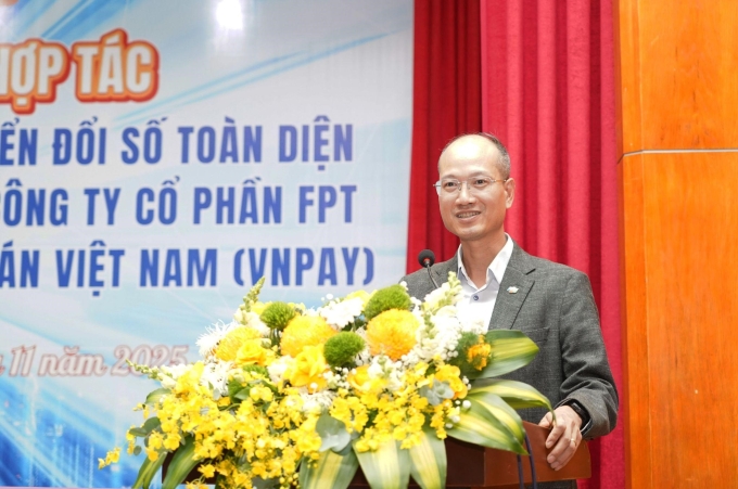 Ông Nguyễn Thế Phương chia sẻ tại sự kiện hợp tác. Ảnh: FPT
