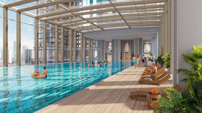 Phối cảnh bể bơi trong tòa căn hộ. Ảnh: Sun Property
