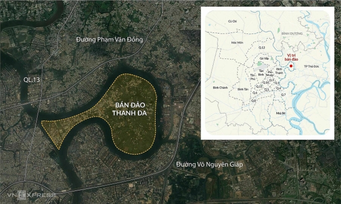 Vị trí bán đảo Thanh Đa. Đồ họa: Đăng Hiếu