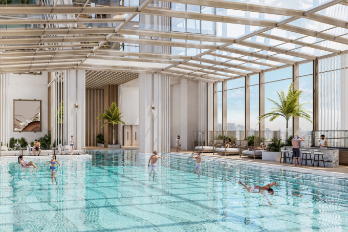 Bể bơi mái kính là một trong nhiều tiện ích đẳng cấp tại Sun Feliza Suites. Ảnh: Sun Property