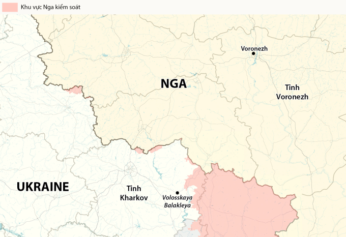 Vị trí khu dân cư Volosskaya Balakleya, tỉnh Kharkov. Đồ họa: RYV