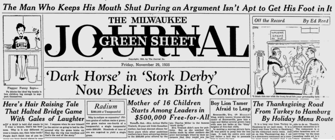 Một ấn bản của tờ The Milwaukee Journal ngày 29/11/1935 viết về Cuộc đua cò. Ảnh: Fivethirtyeight