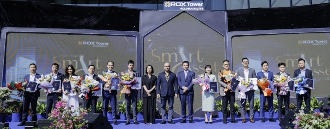 Ban lãnh đạo ROX Signature và CEO các đơn vị phân phối kỳ vọng vào sức hút sản phẩm ROX Tower Goldmark City đối với thị trường bất động sản văn phòng. Ảnh: ROX Group