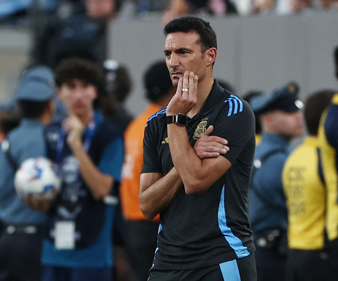 HLV Scaloni trong trận bán kết Copa America 2024, gặp Canada ngày 9/7/2024. Ảnh: Reuters