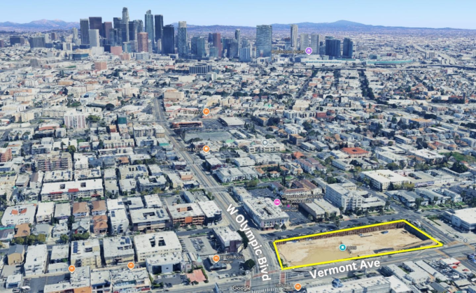 Vị trí dự án Link Apartment Kora tại đường Olympic Blvd và Vermont Ave. Ảnh: Maru Asset Management