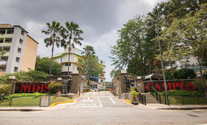 Toàn cảnh khu học xá MDIS rộng hơn 3 hecta, tích hợp khu ký túc xá, thư viện và phòng học hiện đại tại trung tâm Singapore. Ảnh: MDIS