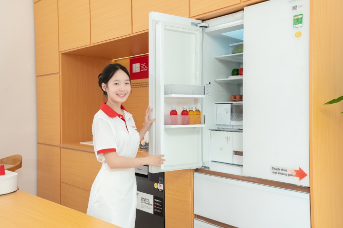 Hệ thống ngăn chứa của tủ lạnh Japandi GR-RF690WI-PGV(67) đáp ứng tốt nhu cầu của gia đình từ 4 thành viên. Ảnh: Toshiba