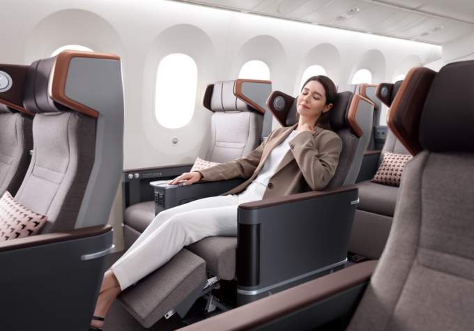 Khoang Phổ thông cao cấp (Premium Economy) thế hệ thứ 4 mang đến trải nghiệm êm ái và tiện nghi Ảnh: EVA Air